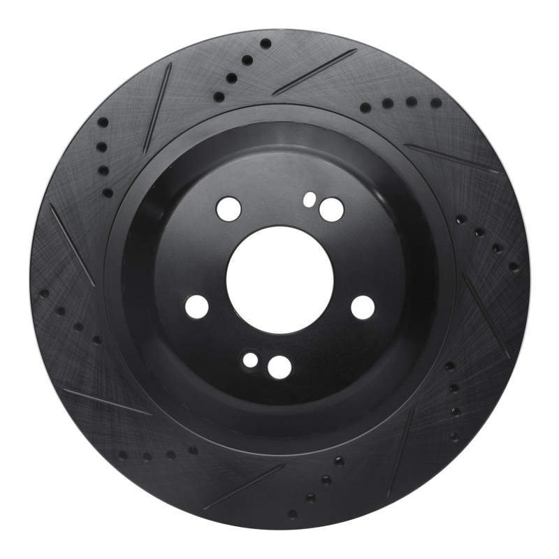 Mercedes-Benz Maybach S560 Brake Rotor (1) - Rear Left - R1 Concepts - Drilled & Slotted - Black - `14-`21 Mercedes-Benz Maybach S560 Brake Rotor (1) - Rear Left - R1 Concepts - Drilled & Slotted - Black - `14-`21